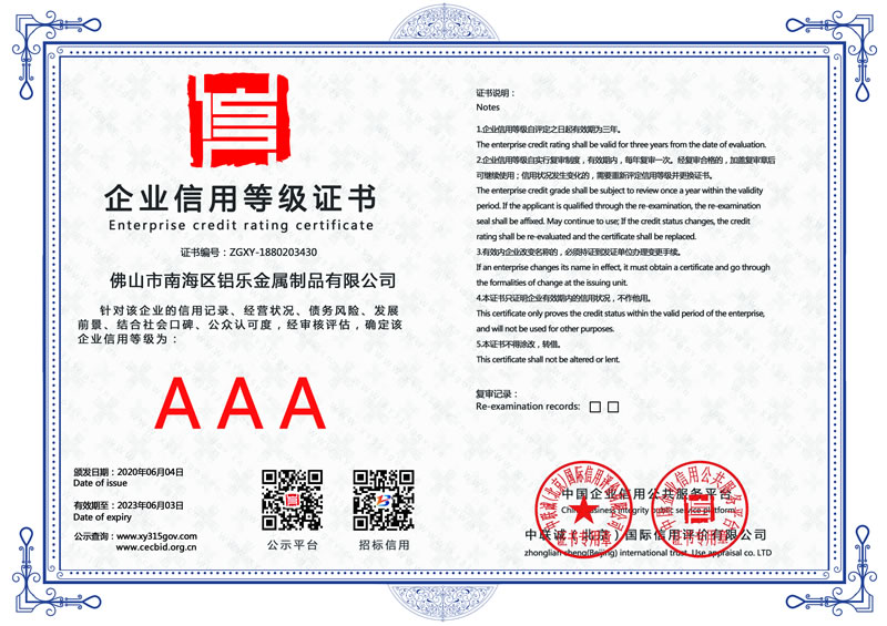 徐州企业信用等级证书